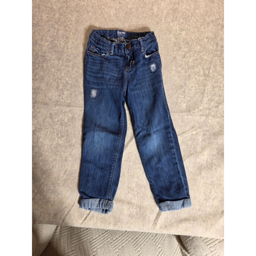 Old Navy Toddler Girls 4T Boyfriend Jeans Distressed Medium Wash Denim - Picture 5 of 7
